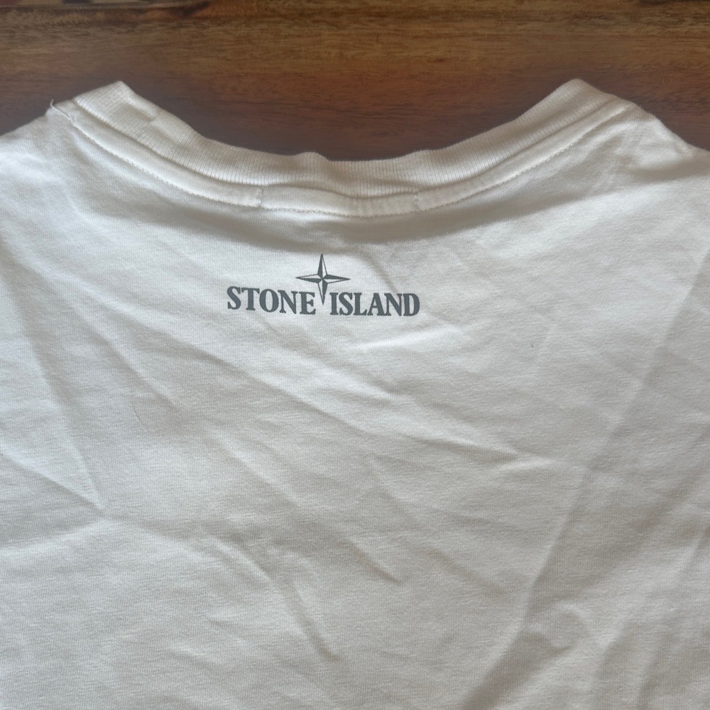 Stone Island Kids White Tee with Black Graphic - Picture 4 of 4